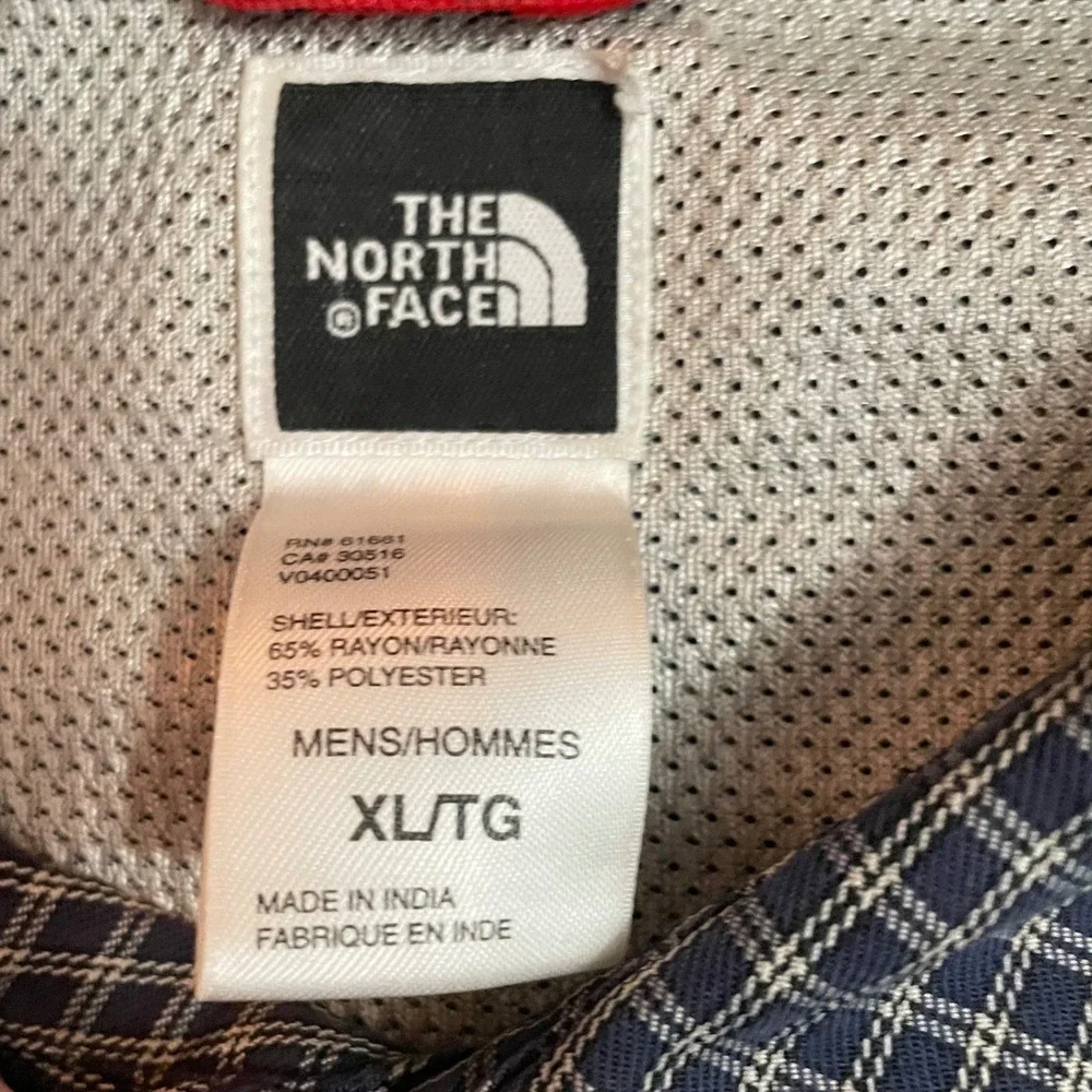 The North Face Button Up Shirt Men XL Blue Grid Hiking Utility Hiking‎ Outdoor